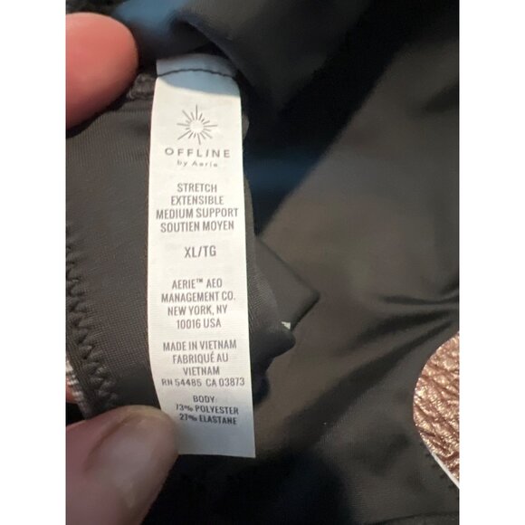 Aerie OFFLINE Shine Strappy Back Sports Bra XL Black & White NWT - Picture 6 of 7